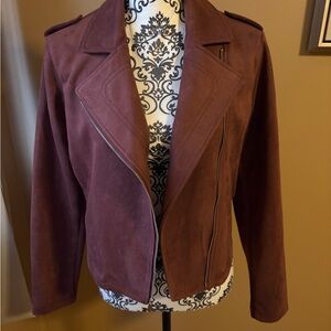 LC Lauren Conrad Women's Burgundy Suede Jacket